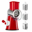 3in1 Vegetable Slicer Rotary Food Potato Mandoline Cheese Grater Drum Fruit Nut Shredder Chopper Cutter Hand Held Manual Kitchen Utensil Cooking Tools
