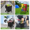 Folding Shopping Cart Trolley Portable Grocery Bag Storage Basket Waterproof Wheeled Rolling Market Utility Granny Camping Dolly Steel Foldable 40kg