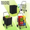 Folding Shopping Cart Trolley Portable Grocery Bag Storage Basket Waterproof Wheeled Rolling Market Utility Granny Camping Dolly Steel Foldable 40kg