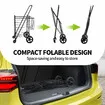 Folding Shopping Cart Trolley Portable Grocery Bag Storage Basket Waterproof Wheeled Rolling Market Utility Granny Camping Dolly Steel Foldable 40kg