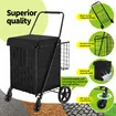 Folding Shopping Cart Trolley Portable Grocery Bag Storage Basket Waterproof Wheeled Rolling Market Utility Granny Camping Dolly Steel Foldable 40kg