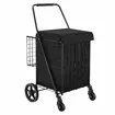 Folding Shopping Cart Trolley Portable Grocery Bag Storage Basket Waterproof Wheeled Rolling Market Utility Granny Camping Dolly Steel Foldable 40kg