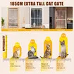 Retractable Safety Gate Pet Dog Cat Extra Tall Fence Enclosure Guard Security Barrier Fencing for Stairs Doorway Kitchen 190 to 250cm White