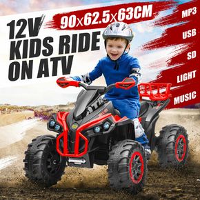 Kids Electric Car Ride On Toy Vehicle Off Road ATV Quad Bike Truck 12V 4 Wheeler Motorised Rechargeable Battery Powered USB MP3 Music Player Lights