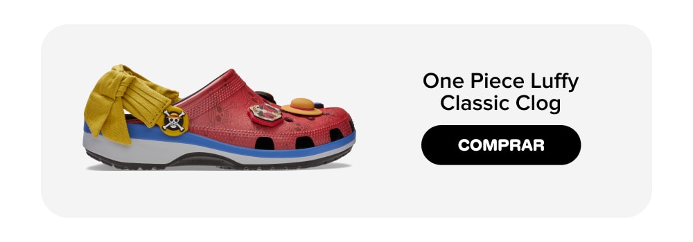 EL TESORO QUE TODOS QUIEREN: ONE PIECE X CROCS Únete a la aventura. Descubre la nueva colección exclusiva y personaliza tu estilo pirata. ¡Hazte con tu par hoy mismo!
