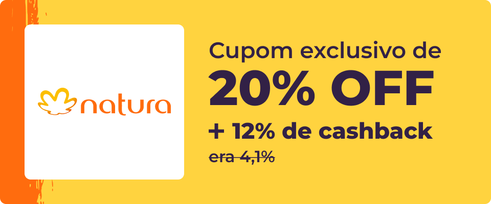 Cupom exclusivo de 20% OFF