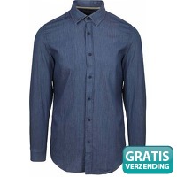 Suitable Overhemd Washed Donkerblauw