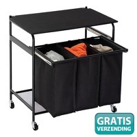 Niceey Wasmand 3 Vakken 120 L met Wielen..