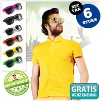 Set van 6 gekleurde zonnebrillen