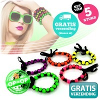 5 hippe fluorescerende armbanden
