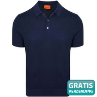 Suitable Knitted Polo Cotton Linen Navy