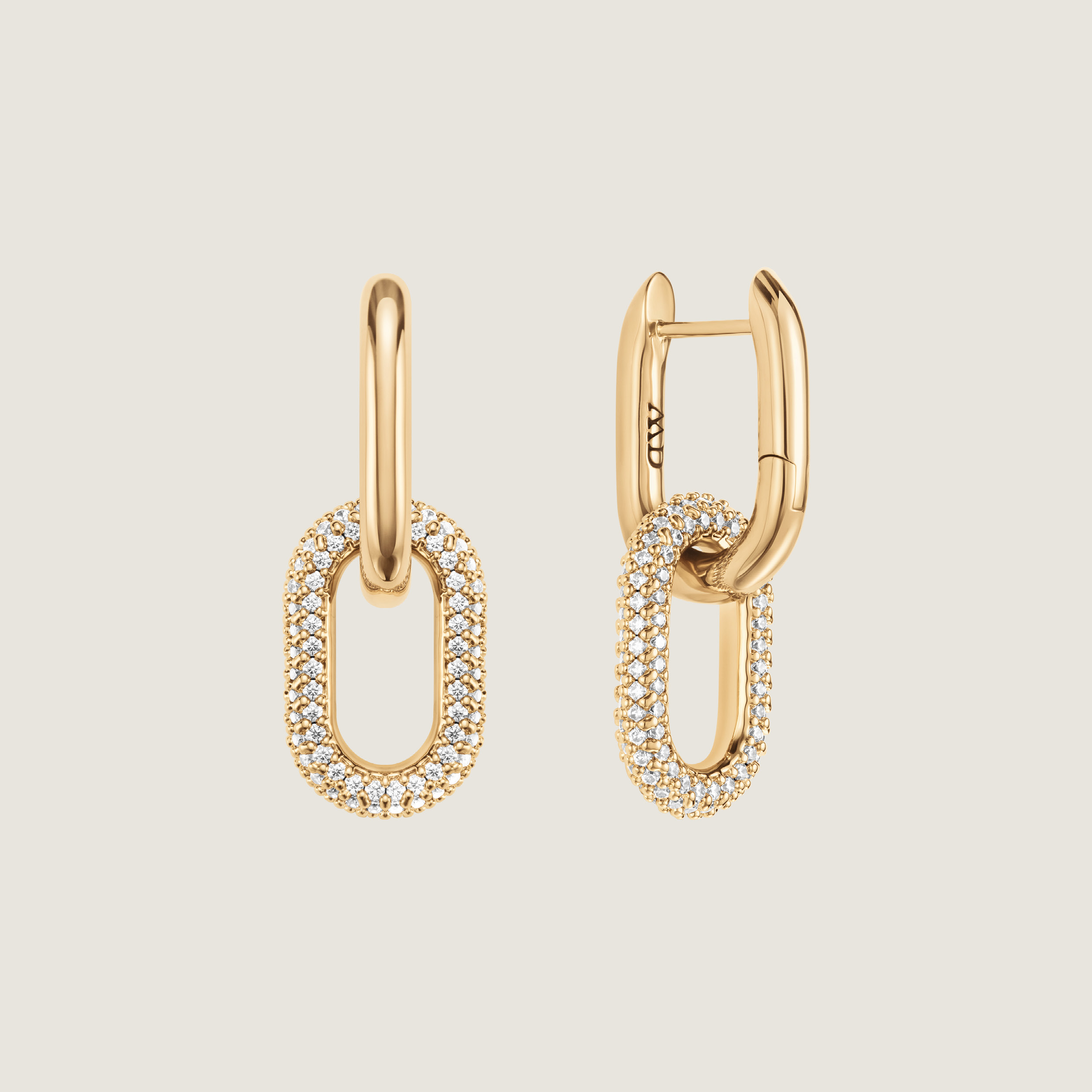 Crystal Link Earrings Gold