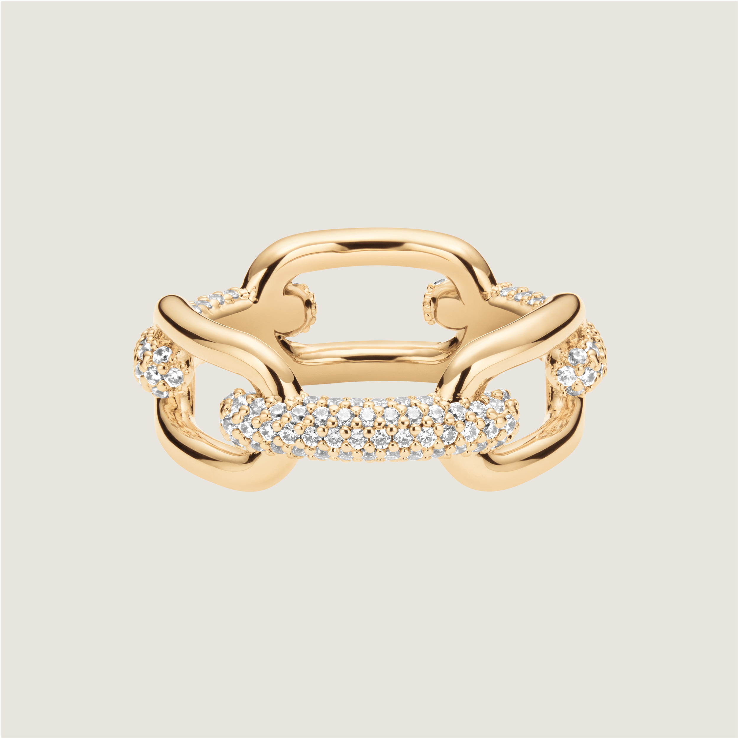 Crystal Link Ring Gold