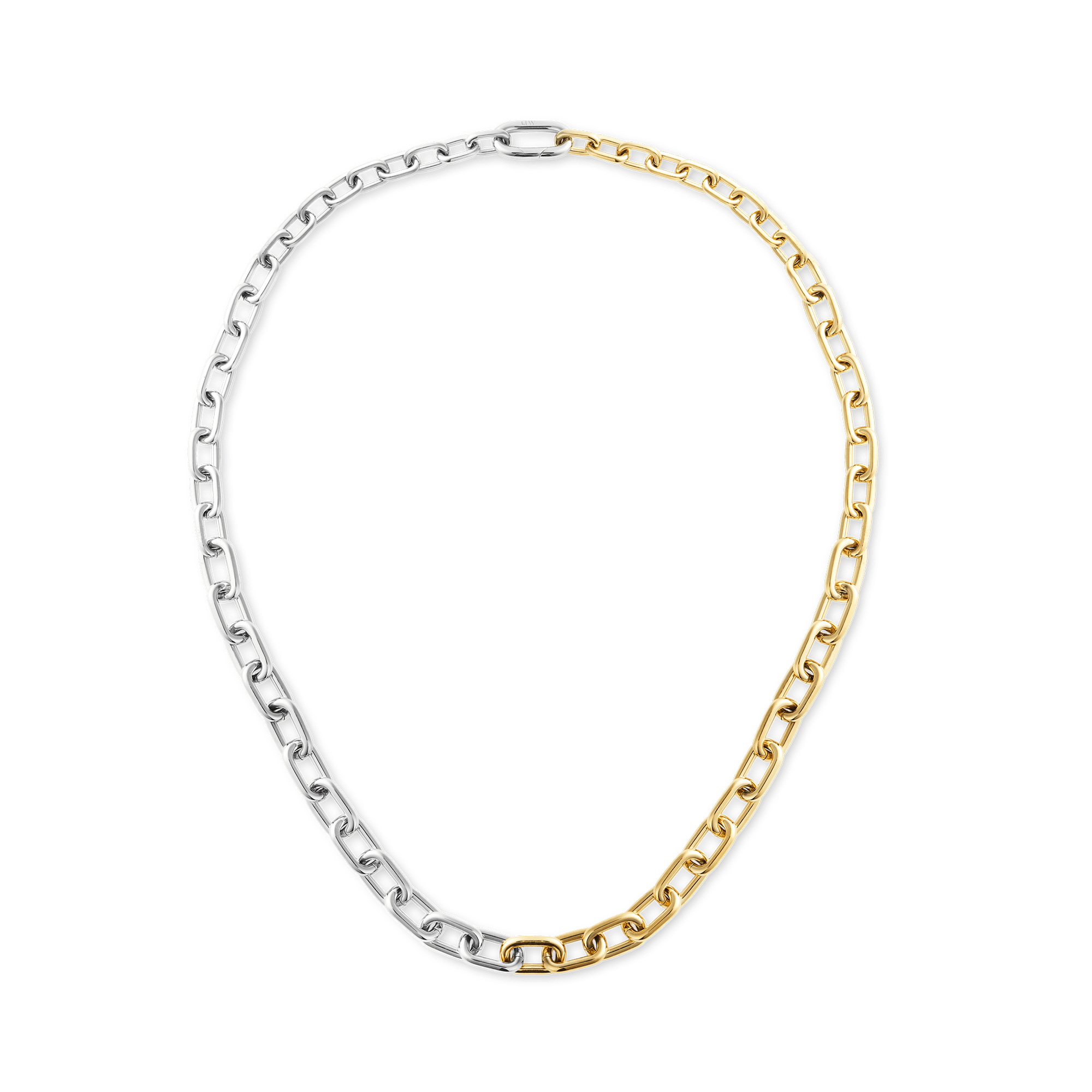 Image of Contrast Link Necklace Two Tone Gold