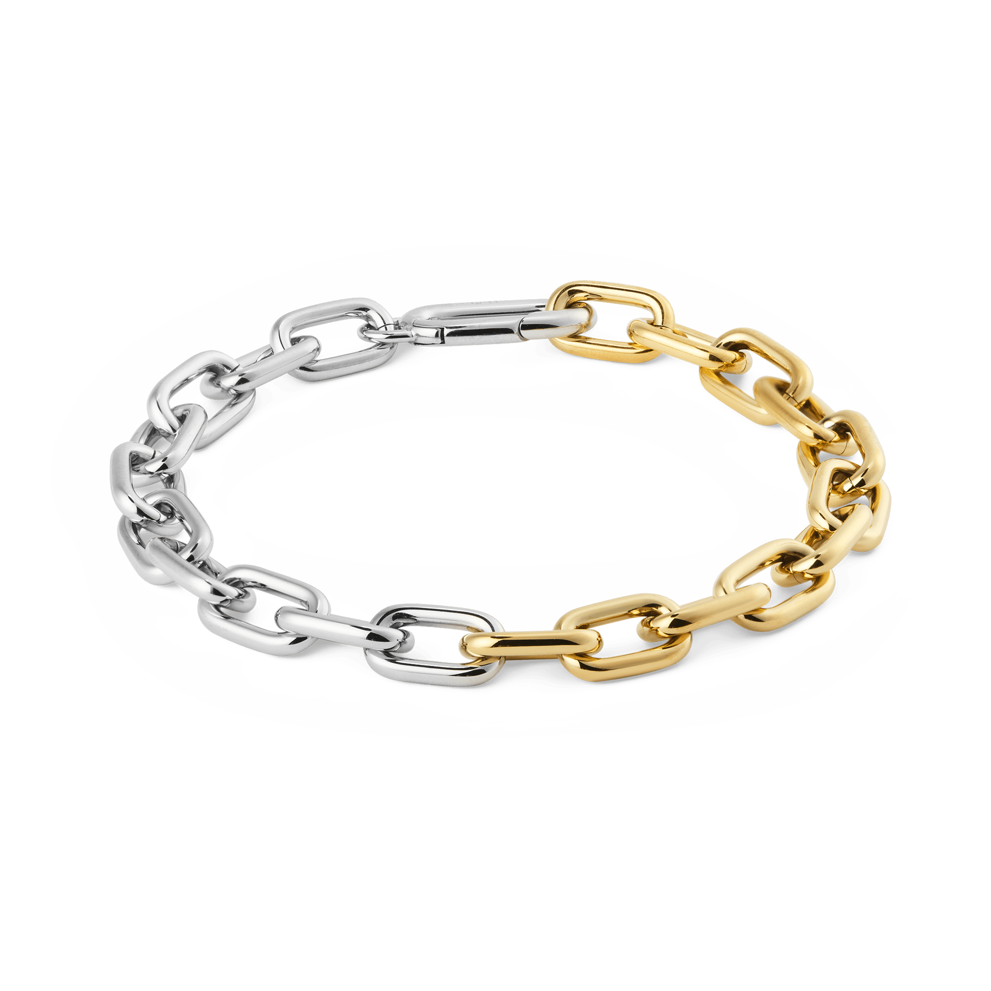 Image of Contrast Link Bracelet Two Tone Gold