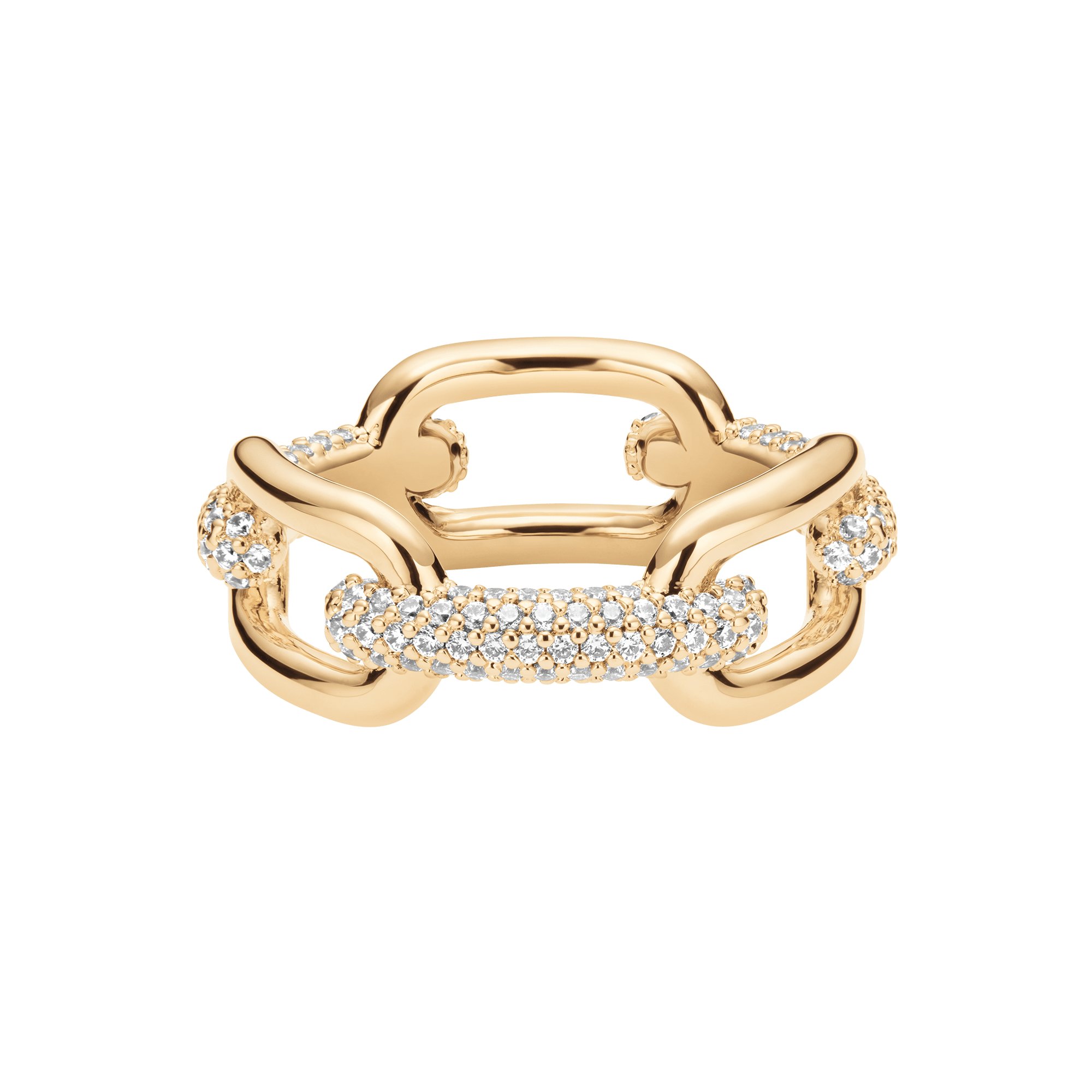 Image of Crystal Link Ring Gold
