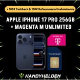 Apple iPhone 17 Pro mit 256GB Speicher (339€) + Telekom Magenta M (Unlimited) für 49,95€ mtl. + 150€ RNM-Bonus & 100€ Cashback!
