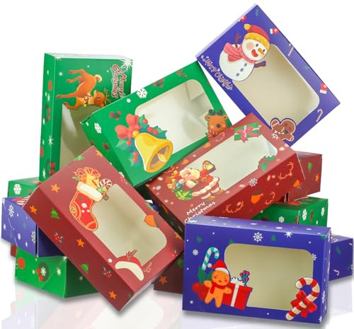 24 Pack of Christmas Cookie Boxes with Window 