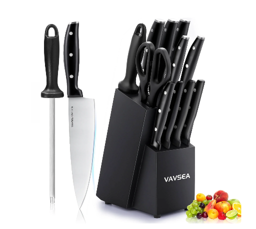 VAVSEA 12-Piece Kitchen Knife Set with Sharpening Steel