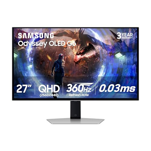 Samsung 27 Odyssey OLED G6 (G60SD) Series Gaming Monitor 360Hz