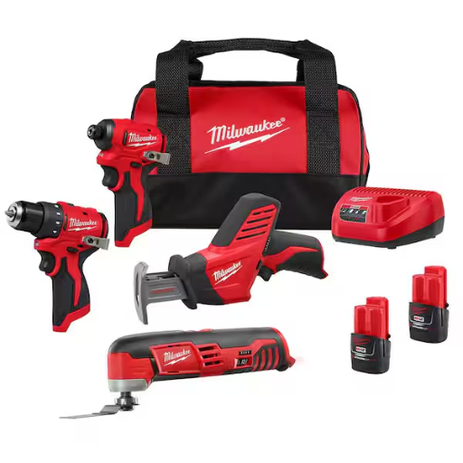 Milwaukee M12 4-Tool Combo Kit 3494-24 Subcompact Brushless