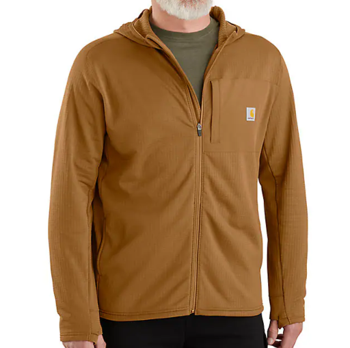 Carhartt Mens Force Relaxed Fit Full-Zip Long-Sleeve Hooded Fleece-Lined Shirt