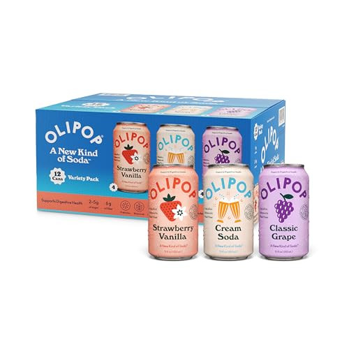 OLIPOP Prebiotic Soda Pop 12-Pack (3 Flavor Variety)