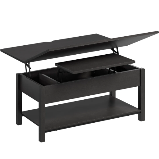Gracie Oaks Torron 4-in-1 Multi-Fuction Lift Top Coffee Table w/ Storage (Black)