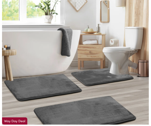 Latitude Run Aighan Ultra Soft and Absorbent Memory Foam Bathroom Rug Set 3-Piece