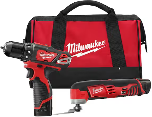 Milwaukee M12 12V Lithium-Ion Cordless Drill Driver/Multi-Tool Combo Kit (2-Tool) with (2) 1.5 Ah Battery