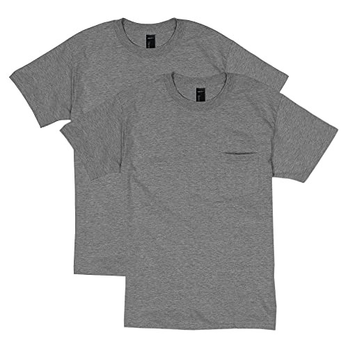 Hanes Mens 100% Cotton Heavyweight Pocket T-Shirt 2-Pack