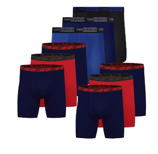 9-Pack: New Balance Mens Performance Boxer Briefs (4XL Red/Blue)