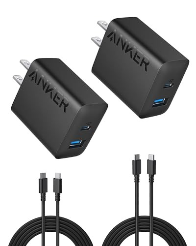 2-Pack Anker 20W 2-Port USB-C Wall Chargers w/ 5 USB-C Cables