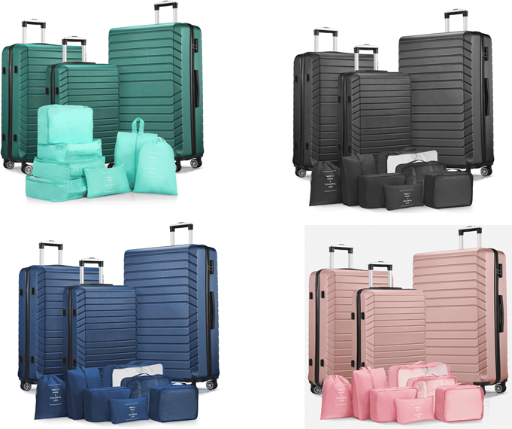 3 Piece Luggage Sets 20/24/28 Travel Suitcase Set with 7PCS Organizer Bags
