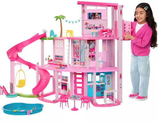 Barbie Dreamhouse Pool Party Doll House with 75+ Pieces 3 Story Slide