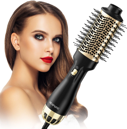 NEXPURE 4-in-1 Hair Dryer Brush with Negative Ion Anti-Frizz Ceramic Titanium Barrel