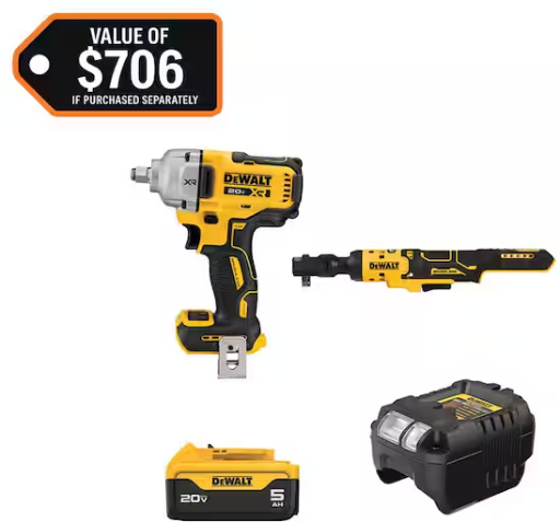 Dewalt 20V Lithium-Ion Cordless 2-Tool Combo Kit with 5.0 Ah Battery