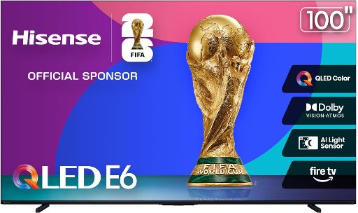 100 Hisense E6 Cinema Series QLED 4K UHD Smart Fire TV (2025 Model)