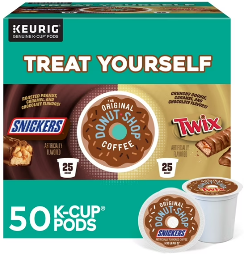 The Original Donut Shop Snickers and Twix Coffee Variety Pack K-Cup Pods 50-Count