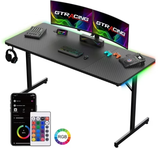 55 GTRACING RGB Gaming Computer Desk w/ Mouse Pad