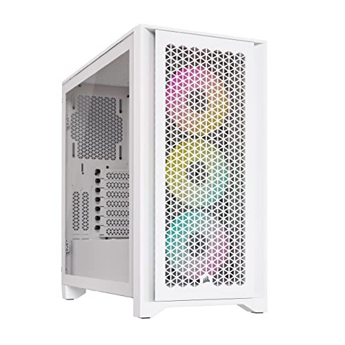 Corsair iCUE 4000D RGB Airflow Mid-Tower Case w/ 3x AF120 RGB Elite Fans (White)