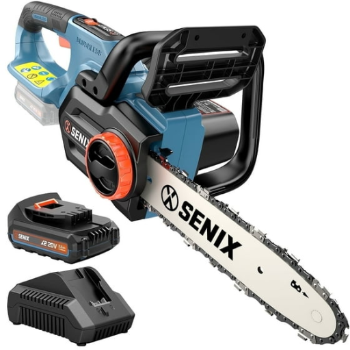 SENIX 20V 10-inch Brushless Cordless Chainsaw with 2.5Ah Battery