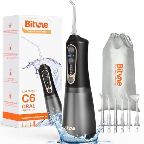 Bitvae C6 Water Dental Flosser w/ 6 Jet Tips (Black)