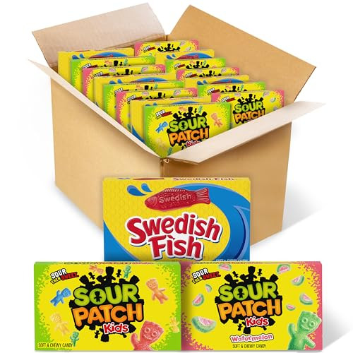 SOUR PATCH KIDS and SWEDISH FISH Soft  Chewy Candy Variety Pack 15-Pack
