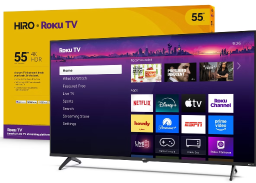 Hiro 55 4K HDR LED Smart TV with Roku TV