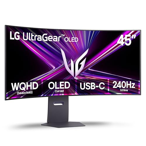 45 LG Ultragear WQHD OLED Curved Gaming Monitor, 240Hz, 0.03ms