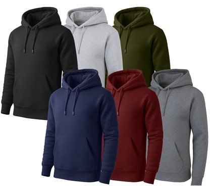 BLUE ICE 3-Pack Assorted Mens Fleece-Lined Classic Pullover Hoodie