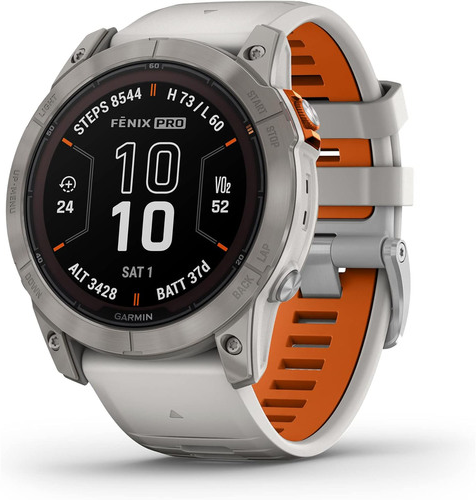 Garmin fenix 7X Pro Solar Sapphire Sports Watch (51mm, Titanium, Gray/Orange)