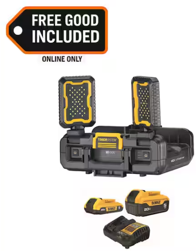 DEWALT TOUGHSYSTEM 2.0 FLEX VOLT 4000 Lumen LED Work Light with 5 Ah  2 Ah Batteries