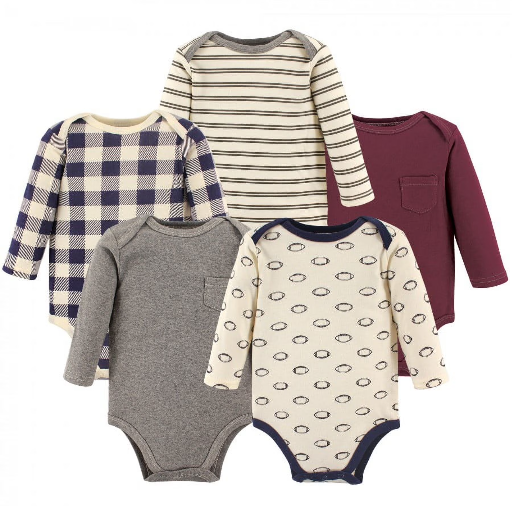 Hudson Baby Cotton Long-Sleeve Bodysuits 5-Pack